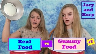 Real Food vs Gummy Food Challenge 2  Jacy and Kacy [upl. by Alleram]