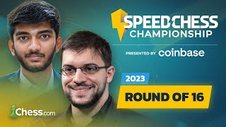 Speed Chess Championship 2023 Round of 16  Gukesh v MVL  India 1 Battles France 2  coinbase [upl. by Elrod]