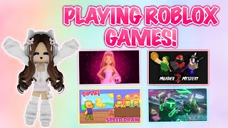 PLAYING GAMES ON ROBLOX LIVE [upl. by Adnorrehs]