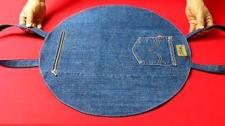 DIY원을 활용하여 quot귀여운 토트백quot 쉽고 빠르게 만드는 방법cute quothalf moon tote bagquot with a circlemade of old jeans [upl. by Carmita578]