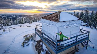 Overnight at a MOUNTAIN TOP CABIN in Deep Snow [upl. by Attenaj108]