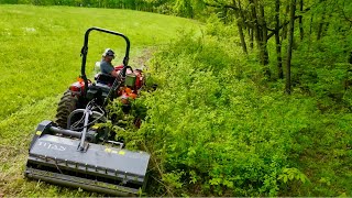 Next Level Flail Mower Work at the Farm Turning Trees and Brush in to Pasture Satisfying Results [upl. by Towbin869]