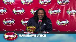 Marshawn Lynch Skittles Interview Media Day Super Bowl XLIX Awesomer [upl. by Alomeda]