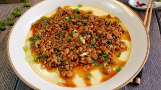 Super Easy Silky Smooth Steamed Eggs w Meat Sauce 肉酱蒸蛋 Chinese Smoothest Eggs amp Minced Meat Recipe [upl. by Vernice]