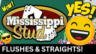 Flushes amp Straights BIG WINS in Mississippi Stud Poker mississippistud [upl. by Charteris]