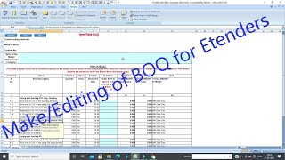 Make BOQ file for e tender making BOQ file  editing of BOQ File for Published Etender [upl. by Ennagem]