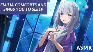 Emilia comforts and sings you to sleep  ReZero ASMR rain comfort girlfriend singing [upl. by Rebe]