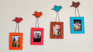 how to make photo frame with cardboardphoto frame kaise banayewall hanging photo frame tutorial [upl. by Ainel188]