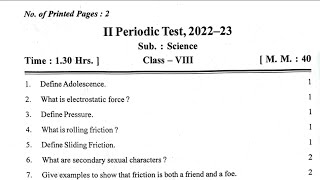 Class8 SCIENCE  PT2 Sample Question Paper of PERIODIC TEST2 For KENDRIYA VIDYALAYA STUDENTS [upl. by Nylssej208]