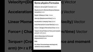 Physicsphysics Now easyphysics Basic Formulas Important physics Formulas Shortsyoutube shorts [upl. by Marigolde461]