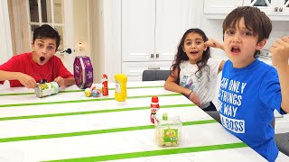 Roll the Can and WIN Challenge with HZHtube Kids Fun [upl. by Colette785]