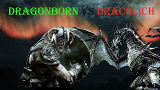 Dragonborn vs Dracolich  Epic Dark Night Battle  Nolvus ModPack [upl. by Adnamar]