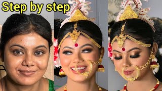 ROYAL BENGALI BRIDAL MAKEUPGLASS SKIN Reet kaur makeovers [upl. by Yves]