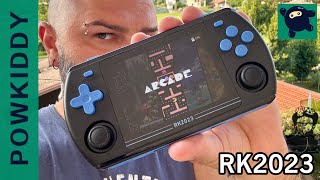 PowKiddy RK2023  Retro Handheld Game Console  MAMEN64PSCP3NEOGEOGBANESSFCMDNDS [upl. by Ahsoyem]