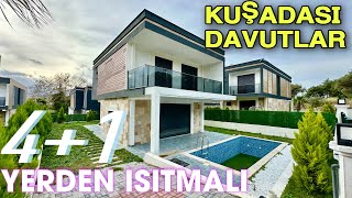 Kuşadası Davutlarda 305 m2 Arsa İçerisinde Tam Müstakil Yerden Isıtmalı Havuzlu Satılık Villa [upl. by Ayhdnas]