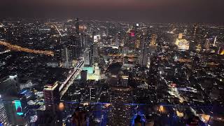 Mahanakhon Skywalk Rooftop Bar Level 78 Bangkok Thailand Night View 314 mt [upl. by Aretahs330]