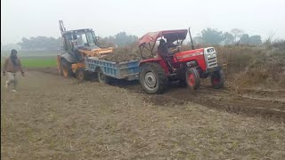 Massey Ferguson 241 Tractor trolley stuck in Mud  Case Backhoe Machine Support Them 😴😴😴🚜🚜 [upl. by Gaeta]