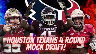 Houston Texans 4 Round Mock Draft Defense Heavy  Running back [upl. by Anwahsal]