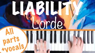 How to play LIABILITY  Lorde  Piano Part Tutorial Accompaniment with Singing [upl. by Milton989]