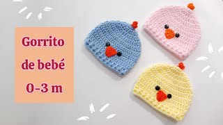 Gorrito para bebé a crochet muy fácil 03 meses tutorial paso a paso rápido de tejer [upl. by Eeladnerb]