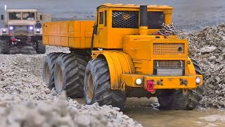 Strong Russian Truck  Caterpillar 374F transport  T 247 Deep Loader  MAZ 537  Kirovets K700 rc [upl. by Enniotna]