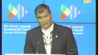 Llama Rafael Correa a levantar bloqueo a Cuba y sanciones contra Venezuela en Cumbre UECelac [upl. by Malley]