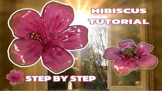 Air dry clay tutorial HIBISCUS FLOWER let’s make together 💛 [upl. by Yard696]