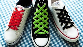 〔靴紐の結び方〕ダイヤモンドのような模様になる靴ひもの通し方 how to tie shoelaces Diamond Lace Shoes〔生活に役立つ！〕 [upl. by Barrus]