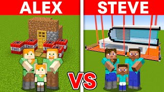 Minecraft ALEX vs STEVE SAFEST SECURITY HOUSE BUILD CHALLENGE TO PROTECT MY FAMILY [upl. by Notlit]