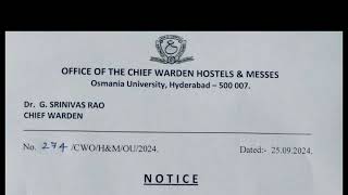 Hostel admissions another update from Chief Warden Office  Hostel amp Messes [upl. by Wallack]