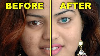 How To Remove Pimples Blemishes amp Change Skin Tone In Photoshop Quick Tutorial [upl. by Ybrek]