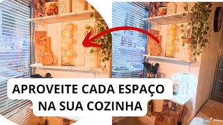 FIZ PRATELEIRAS PARA A COZINHA  COMO APROVEITAR ESPAÇOS NA COZINHA [upl. by Millur]