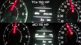 Dacia Duster 15 4x4 vs Duster 13 TCe 150 Acceleration 0100 KmH RPM Difference [upl. by Thanos]