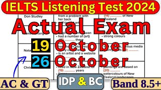 19 OCTOBER amp 26 OCTOBER 2024 IELTS LISTENING PRACTICE TEST WITH ANSWERS  IELTS  IDP amp BC [upl. by Laitselec]