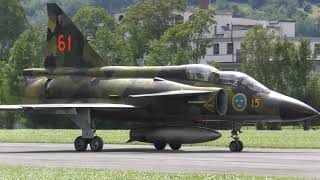 4K  Saab Viggen  SAF quotLanding reverse thrust and take off demonstrationquot at LSMFMollis  082019 [upl. by Nam]