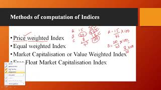 Stock Market Indices  Methods of Developing IndicesPart2 [upl. by Harod]