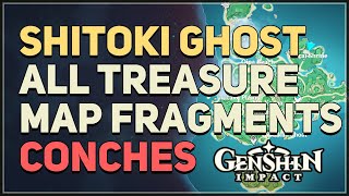 All Shitoki Treasure Map Fragments Conches Genshin Impact [upl. by Mohkos722]