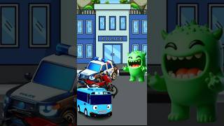 Green monster eats police vehicle ‼️ animation cartoon comedy shorts [upl. by Idnahk796]