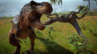 Island Sanctuary IRex Vs TRex Raptors Triceratops Carnotaurus Gigantspinosaurus Herbivorous [upl. by Dickie]