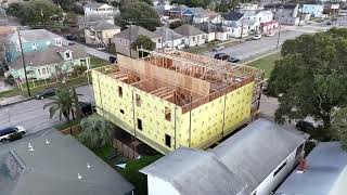 Building a Four Plex in Central Galveston Framing Windows and Roof Decking Progress [upl. by Raclima]