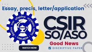 csir aso so exam result csir so aso discriptive paper strategy csir aso so mains exam date  csir [upl. by Mareah217]