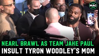 Tyron Woodley erupts and chaos ensues after Jake Paul team insult Momma Woodley [upl. by Zilef]