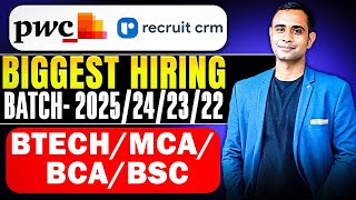 PWC Biggest Hiring  RecruitCRM Hiring  MorningStar Hiring  Batch 2025242322 [upl. by Areit]