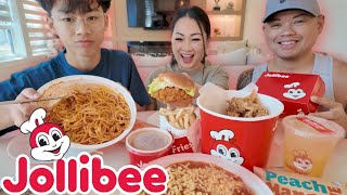 Jollibee FAMILY Feast Hawaii Recap Chicken Joy Burger with Family Size Spaghetti  NE Lets Eat [upl. by Adnilre561]