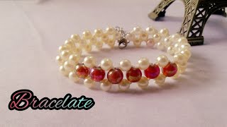 Diy pearl bracelet making ideas  beaded jewellery [upl. by Hans]