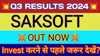 Saksoft Q3 Results 2024 🔴 Saksoft Results 🔴 Saksoft Share Latest News 🔴 Saksoft Q3 Results [upl. by Ahsinor842]