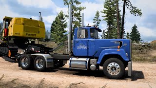 Moving a Tigercat  Mack Superliner  Heavy Logging Haul  American Truck Simulator [upl. by Lancelle]