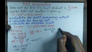 How to Calculate Profit Maximising Output Maximum profit and Average cost [upl. by Aicram]