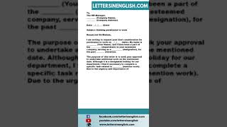 Request Letter for Permission to Work on a Holiday [upl. by Sergias]