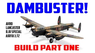 AIRFIX DAMBUSTERS LANCASTER 172 scale model kit  BUILD PART ONE 1080p HD [upl. by Eirehs]